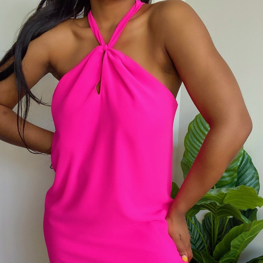 *BRAND NEW*NAKED ZEBRA HOT PINK TWIST NECK DRESS
